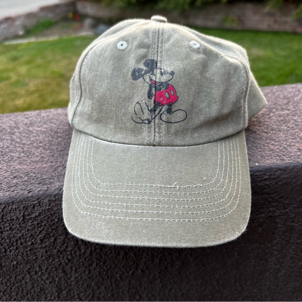 Disney Parks Authentic Original Mickey Mouse Baseball Hat Adult Olive Green